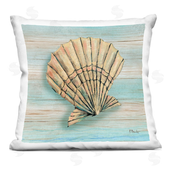 stupell industries Paul Brent | Coastal Teak Clam Shell Printed Throw Pillow