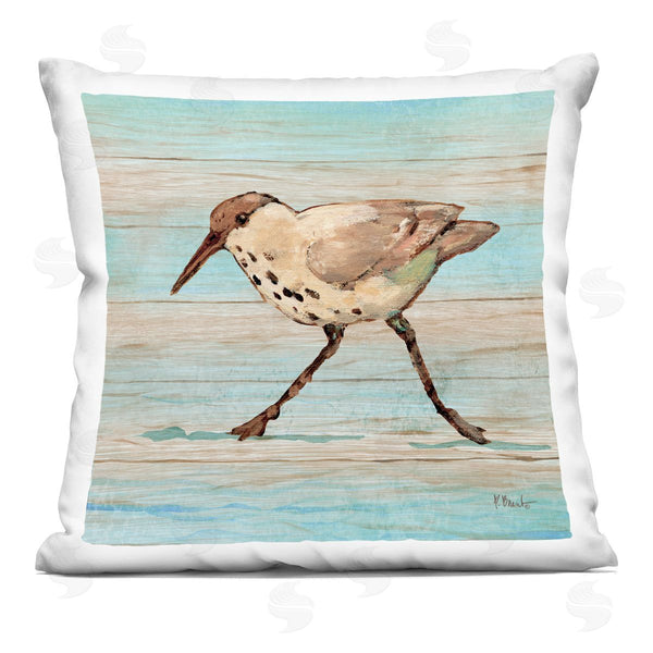 stupell industries Paul Brent | Coastal Teak Sandpiper Printed Throw Pillow