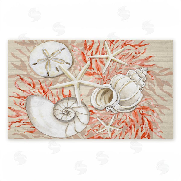 stupell industries Paul Brent | Coral & White Shells Non-Woven Door Mat