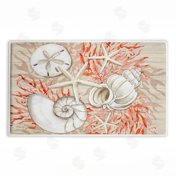 stupell industries Paul Brent | Coral & White Shells Plush Bath Mat
