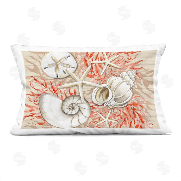 stupell industries Paul Brent | Coral White Shells Printed Throw Pillow