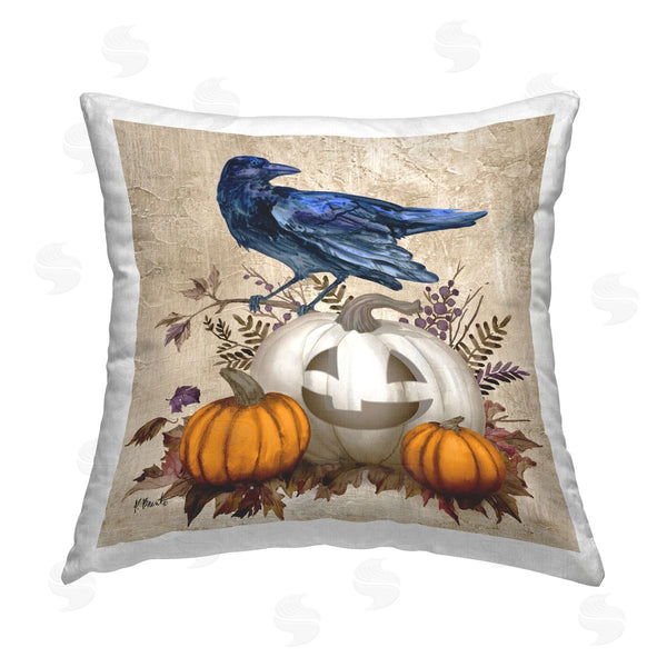 stupell industries Paul Brent | Crow & Jack-o-Lantern Printed Throw Pillow