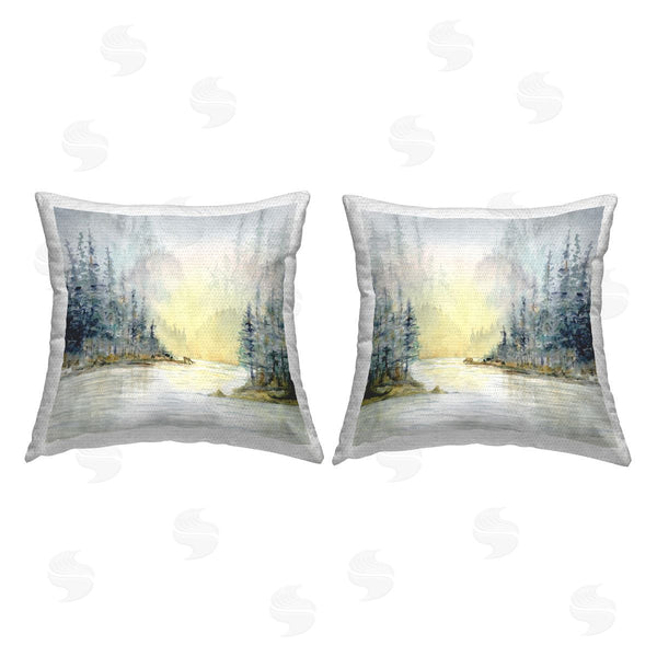 Stupell Industries Paul Brent | Distant Deer Bear Pine Trees Printed Throw Pillow Set