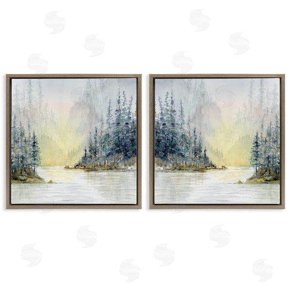 Stupell Industries Paul Brent | Distant Deer Bear Pine Trees Wall Art