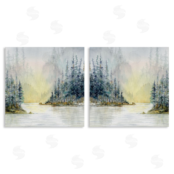 stupell industries Paul Brent | Distant Deer Bear Pine Trees Wall Art