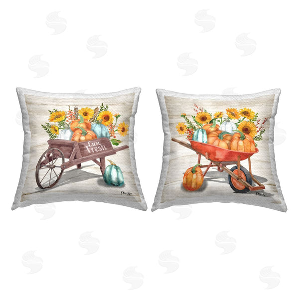Stupell Industries Paul Brent | Fall Harvest Wagons Printed Throw Pillow Set
