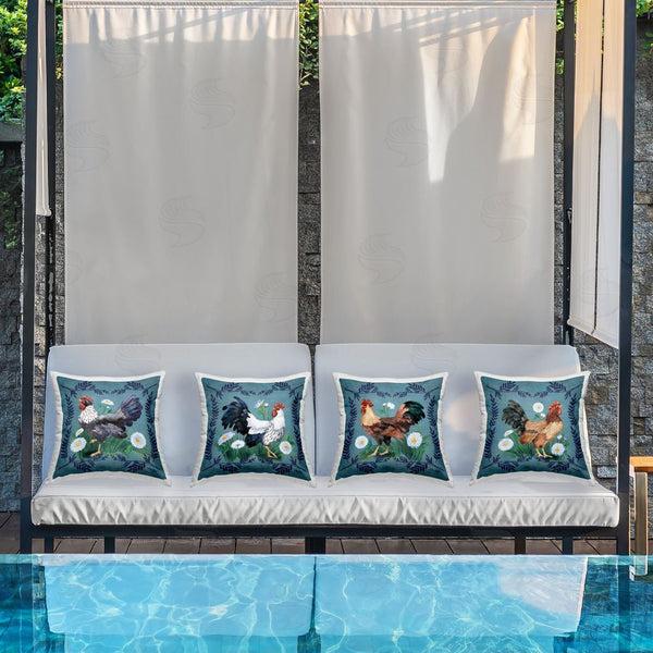 Stupell Industries Paul Brent | Fern & Daisy Roosters Printed Throw Pillow Set