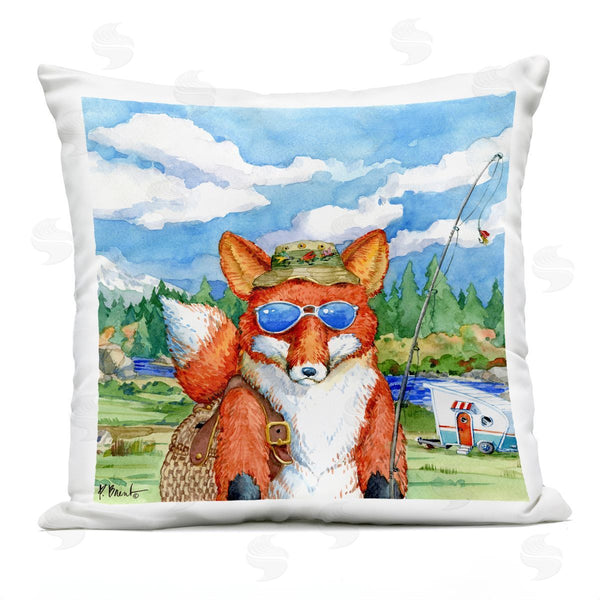 Stupell Industries Paul Brent | Fisherman Fox Wildlife Camping Landscape Printed Throw Pillow