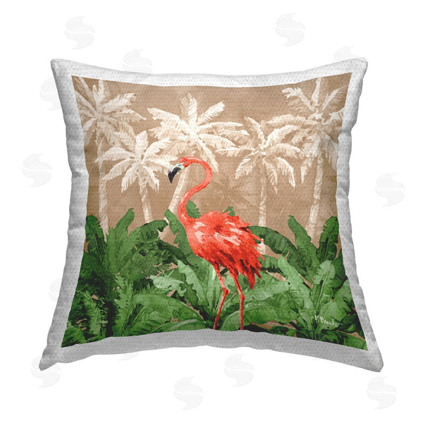 Stupell Industries Paul Brent | Flamingo Jungle Scenery Printed Throw Pillow