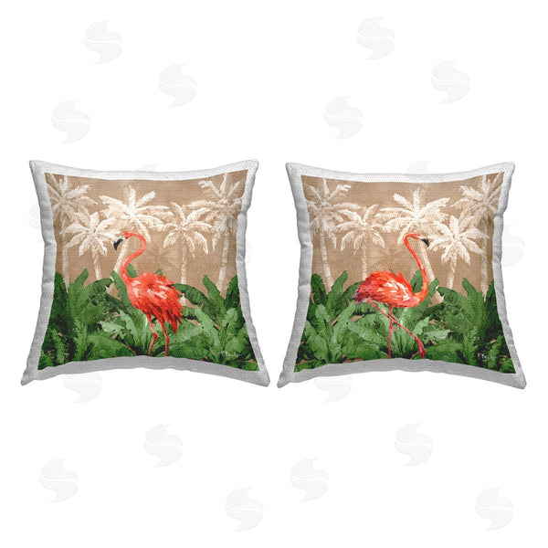 Stupell Industries Paul Brent | Flamingoes In The Jungle Printed Throw Pillow Set