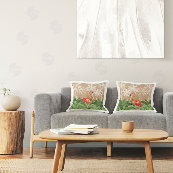 stupell industries Paul Brent | Flamingoes in the Jungle Printed Throw Pillow Set