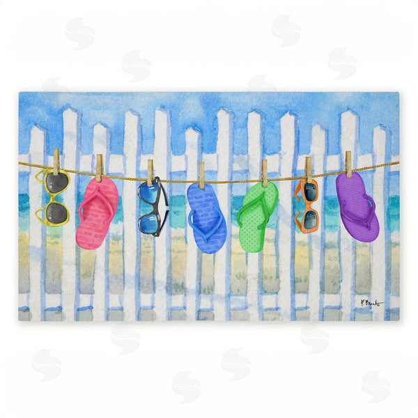 stupell industries Paul Brent | Flip Flop Clothesline Beach Non-Woven Door Mat