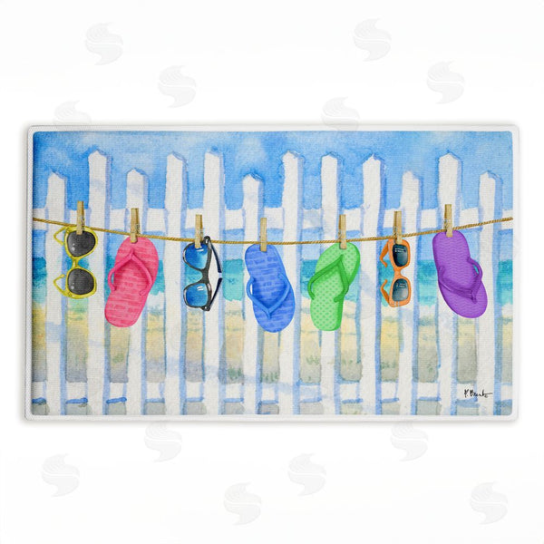 stupell industries Paul Brent | Flip Flop Clothesline Beach Plush Bath Mat