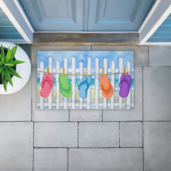 Stupell Industries Paul Brent | Flip Flop Summer Clothesline Non-Woven Door Mat