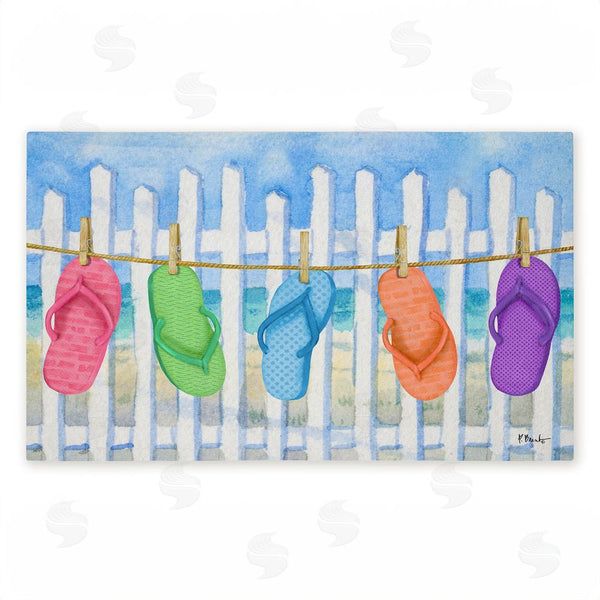 stupell industries Paul Brent | Flip Flop Summer Clothesline Non-Woven Door Mat