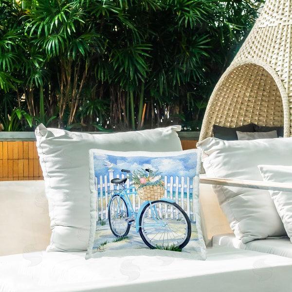 Stupell Industries Paul Brent | Floral Beach Bicycle Printed Throw Pillow