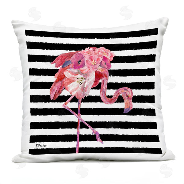 Stupell Industries Paul Brent | Floral Flamingo Bold Stripes Printed Throw Pillow