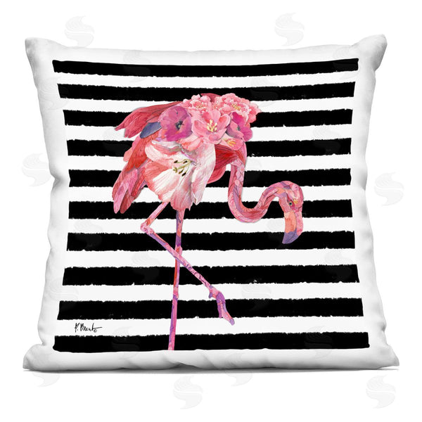 stupell industries Paul Brent | Floral Flamingo Bold Stripes Printed Throw Pillow
