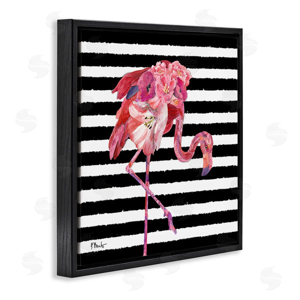 Stupell Industries Paul Brent | Floral Stripes Flamingo Bird Wall Art