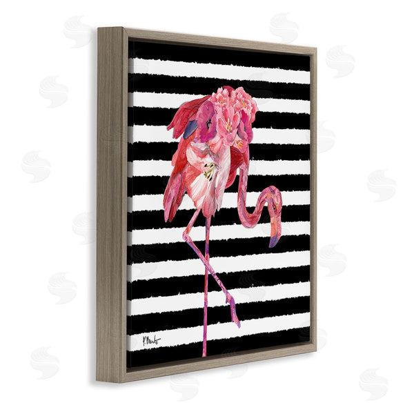 Stupell Industries Paul Brent | Floral Stripes Flamingo Bird Wall Art