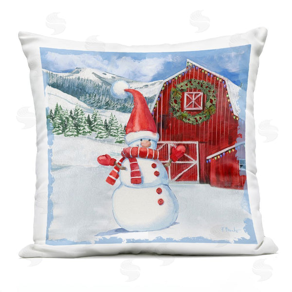 Stupell Industries Paul Brent | Frosty Barn & Snowman Printed Throw Pillow