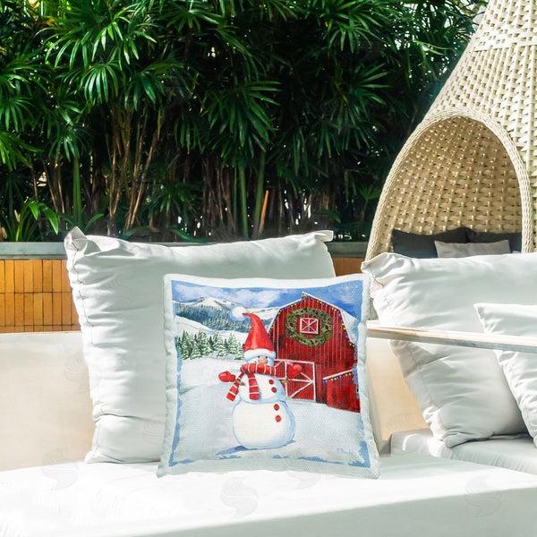 Stupell Industries Paul Brent | Frosty Barn & Snowman Printed Throw Pillow