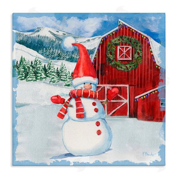 stupell industries Paul Brent | Frosty Barn Snowman Wall Art