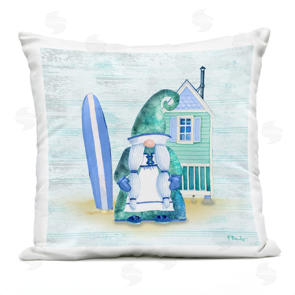 Stupell Industries Paul Brent | Green Gnome Coastal Beach Home Surfboard Printed Throw Pillow