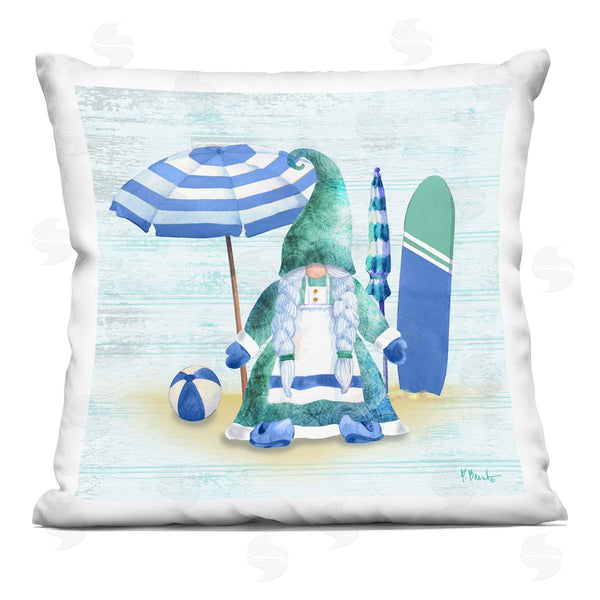 stupell industries Paul Brent | Green Gnome Fun Blue Beachball Printed Throw Pillow