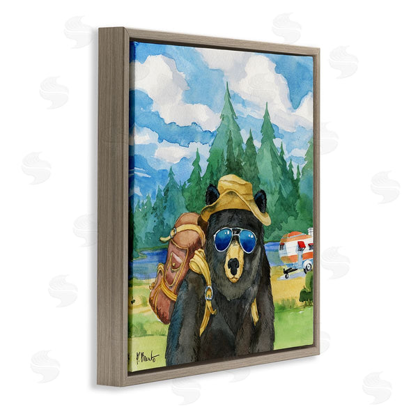 Stupell Industries Paul Brent | Happy Camper Black Beer Hiker Wall Art