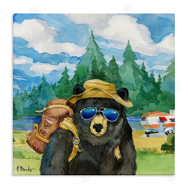 stupell industries Paul Brent | Happy Camper Black Beer Hiker Wall Art