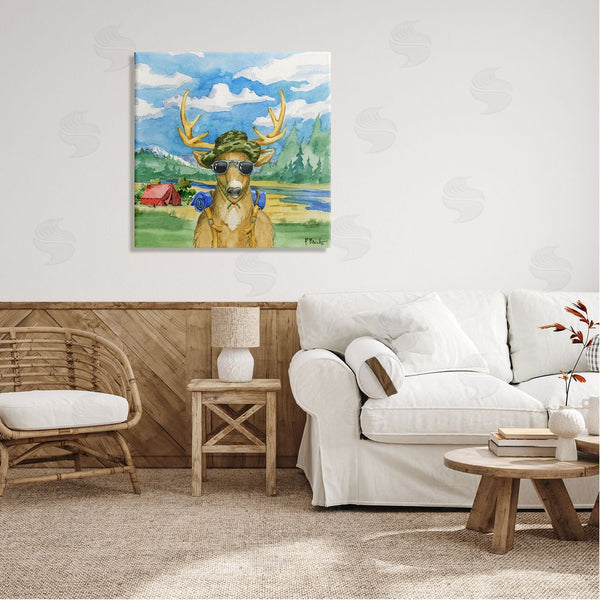 Stupell Industries Paul Brent | Happy Camper Deer Forest Hike Wall Art