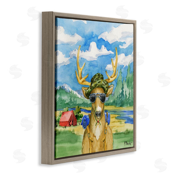Stupell Industries Paul Brent | Happy Camper Deer Forest Hike Wall Art
