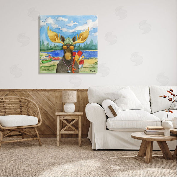 Stupell Industries Paul Brent | Happy Camper Life Guard Moose Wall Art