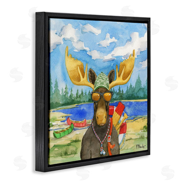 Stupell Industries Paul Brent | Happy Camper Life Guard Moose Wall Art