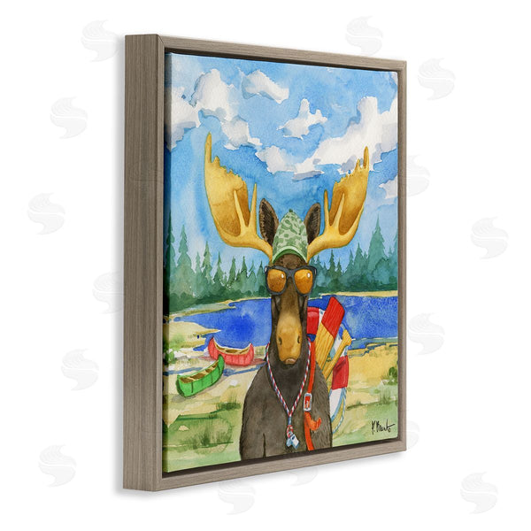 Stupell Industries Paul Brent | Happy Camper Life Guard Moose Wall Art