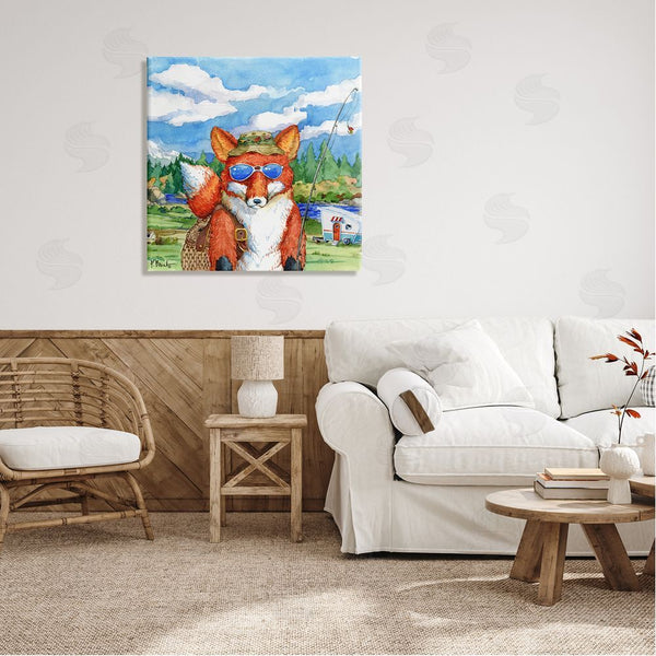 Stupell Industries Paul Brent | Happy Camper Red Fox Fisherman Wall Art