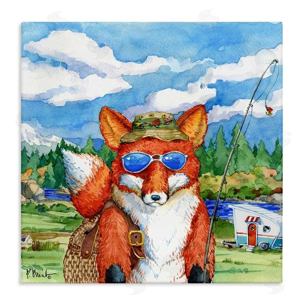 stupell industries Paul Brent | Happy Camper Red Fox Fisherman Wall Art