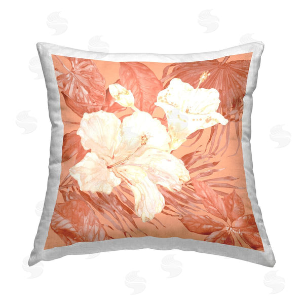 stupell industries Paul Brent | Hibiscus & Leaf Bunch Printed Throw Pillow