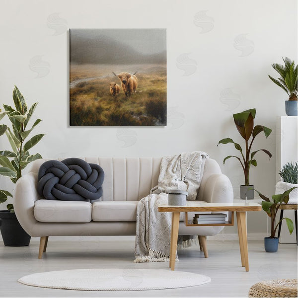 Stupell Industries Paul Brent | Highland Cows Rural Landscape Wall Art