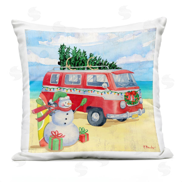 Stupell Industries Paul Brent | Holiday Christmas Beach Van Printed Throw Pillow