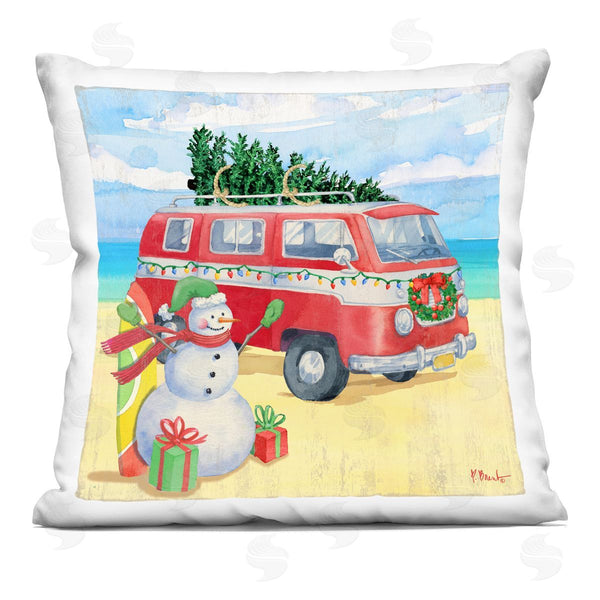 stupell industries Paul Brent | Holiday Christmas Beach Van Printed Throw Pillow
