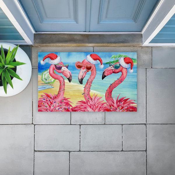 Stupell Industries Paul Brent | Holiday Flamingo Girlfriends Non-Woven Door Mat