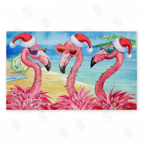 stupell industries Paul Brent | Holiday Flamingo Girlfriends Non-Woven Door Mat