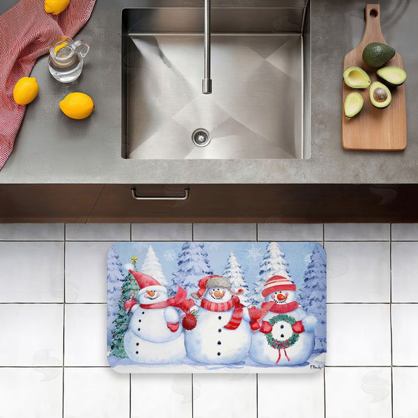 Stupell Industries Paul Brent | Holiday Icy Snowman Trio Anti-Fatigue Mat