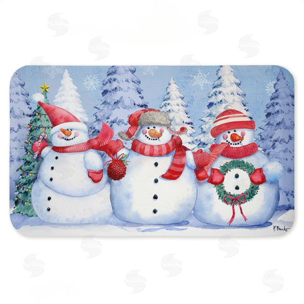 stupell industries Paul Brent | Holiday Icy Snowman Trio Anti-Fatigue Mat