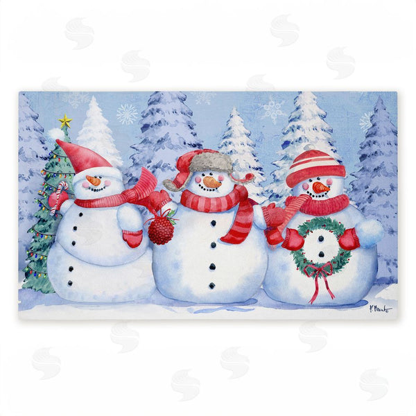 stupell industries Paul Brent | Holiday Icy Snowman Trio Non-Woven Door Mat