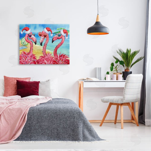 Stupell Industries Paul Brent | Holiday Lights Flamingos Beach Wall Art