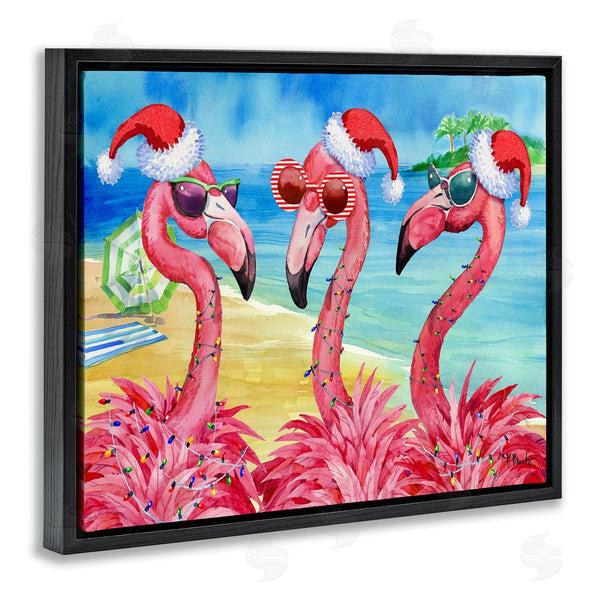 Stupell Industries Paul Brent | Holiday Lights Flamingos Beach Wall Art