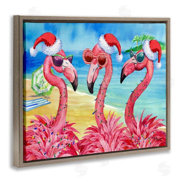 Stupell Industries Paul Brent | Holiday Lights Flamingos Beach Wall Art